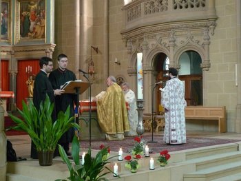 Feier der göttlichen Liturgie im byzantinischen Ritus im Rahmen des Ökumenischen Kirchentags 2015 in Speyer. © Foto Mathes/Pilger Auflistung regelmäßiger Gottesdienste orthodoxer, altorientalischer und unierter Kirchen im Gebiet des Bistums Speyer